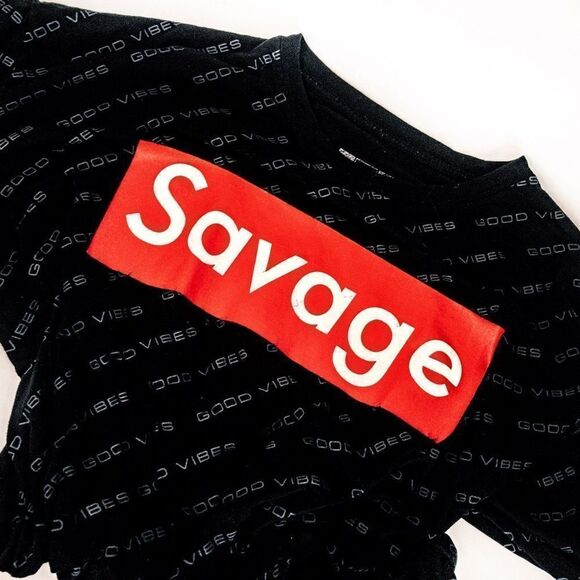 Savage Good Vibes Black T-Shirt by Hustle Sz 2XL - Picture 4 of 10